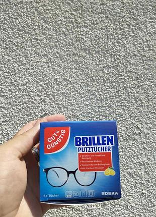 Вологі серветки для окулярів gut & günstig brillen putztücher 54 шт | для лінз, оптики та смартфонів