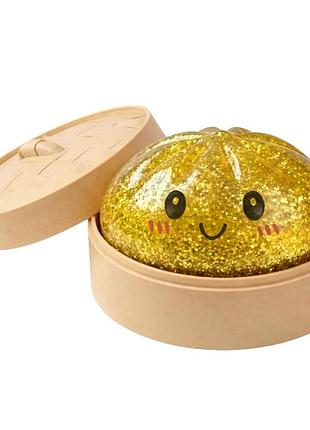 Антистресс пельмень в пароварке с глитером и орбизом squishy dumpling stress ball glitter & orbeez сквиш 1шт (9см)
