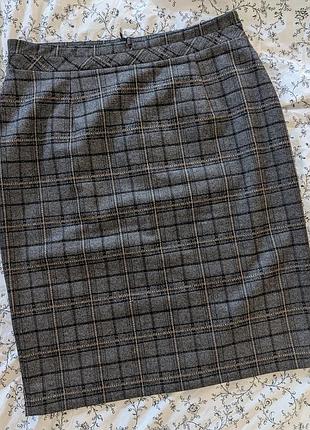 Міді спідниця жіноча прямого крою в клітинку з віскозою l-xl