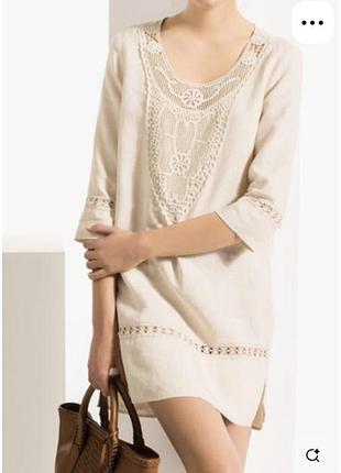 Лляна сукня туніка massimo dutti