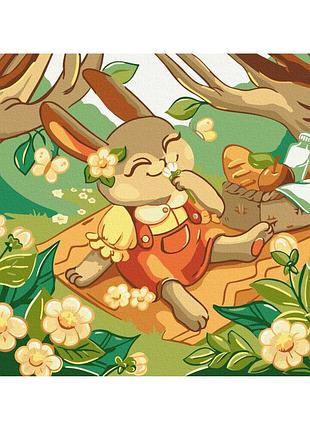 Картина за номерами - зайченя на пікніку © olena lazarenko