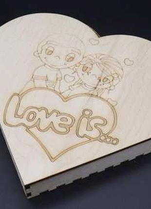 Скринька-заготовка з фанери. love is... 22х20х3,5см / скринька-заготовка з фанери. love is... 22х20х3,5см