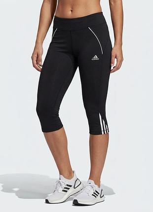 Жіночі xs капрі adidas чорні лосини вкорочені 7/8 велосипедки оригінал зі смужками для спорту залу пробіжок