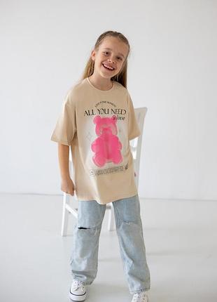 Футболка для дівчаток oversize 146см