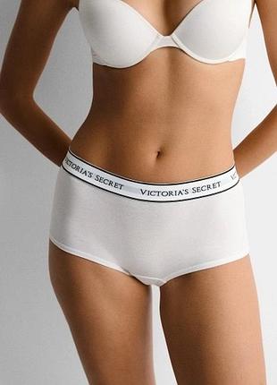 Трусики бавовна натуральні victoria’s secret vs боксерки жіночі білі шортики boyshorts брендові оригінал xxl