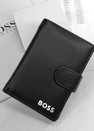 Мужской брендовый кошелек на застежке boss (7702)