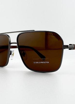 Чоловічі поляризаційні сонцезахисні окуляри marc john mj0831 col.41-p13 polarized, коричневі авіатори