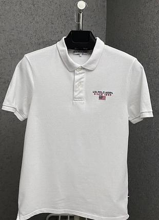 Біла футболка поло від бренду u.s. polo assn