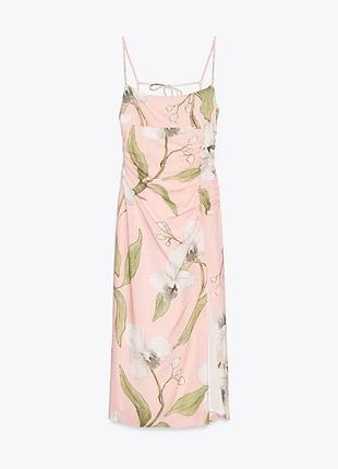 🌸 миди платье из смесового льна zara