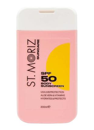 Солнцезащитный лосьйон для тела st moriz suncare spf 50 body sunscreen, 200 мл
