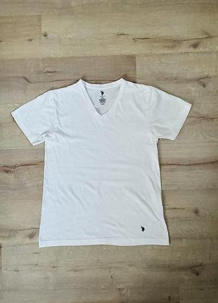 Базова біла футболка u.s. polo assn v-виріз