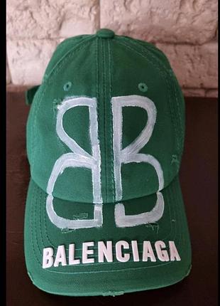 Кепка balenciaga потерта зелена універсального розміру