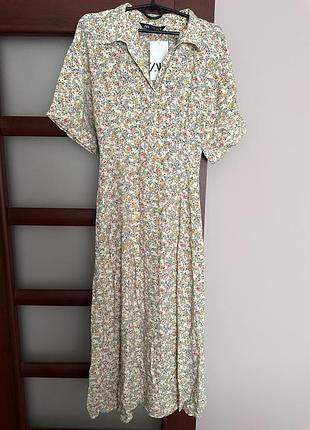 Сукня літня, квітковий принт, віскоза, максі довжини zara, xs