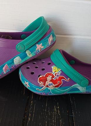 Детские шлепанцы кроксы сабо русалка русалочка ариэль crocs c9 размер 26