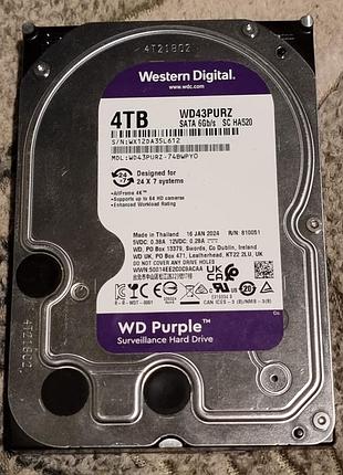 Нерабочий hdd 3.5 4 тб wd purple 5400 жесткий диск wd43purz-74bwpy0 western digital