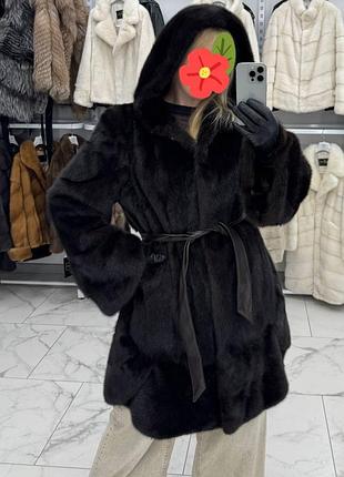 Шуба норковая 💎 с капюшоном