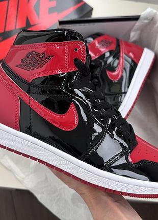 Кросівки кеди високі nike jordan 1 retro high og patent bred 555088 063