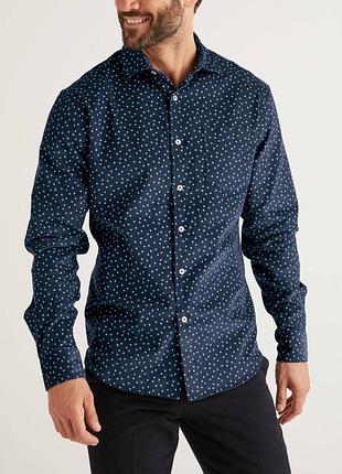 Рубашка modis slim fit синяя с белым орнаментом р. xl (54)