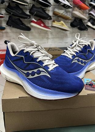 Чоловічі кросівки saucony tempus для бігу тренувань залу легкі сітка спортивні літні сині оригінал бігові бу 43-44 р повсякденні мʼякі комфортні