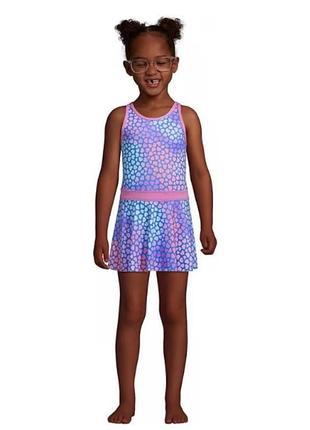 Підлітковий купальник суцільний lands' end g skirted one piece royal blue mini hearts kids