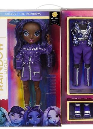 Модная кукла rainbow high fashion doll indigo (krystal bailey), представленная в серии 2.