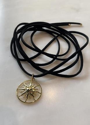 Підвіска сонце на замшевому шнурочку