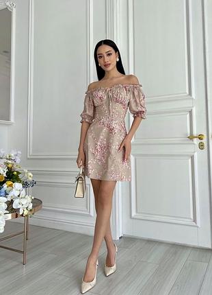 Накладний платіж ❤ 25% віскоза літня сукня сарафан бюстьє з відкритими плечами в квітковий принт з гумкою на спині