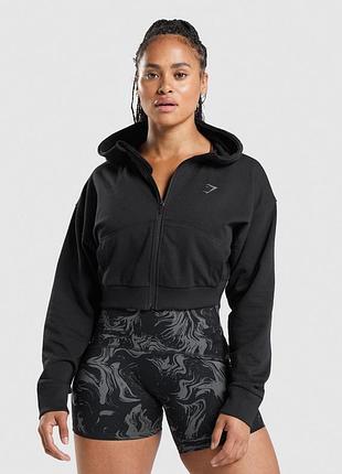 Gymshark power cropped zip hoodie  женская кофта-зип худи спортивная/повседневная