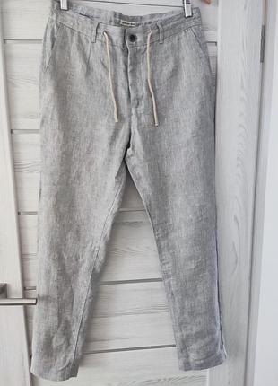 Zara отличные прямые брюки. лен 100%.