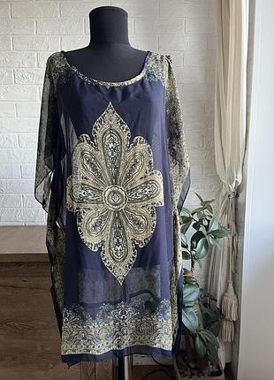 Накидка пляжна топ сукня 👗 шифонова квадратна синя пейслі,s-l