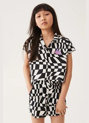 Летний костюм для девочки (шорты + рубашка) h&amp;m 146, 170 см Черный