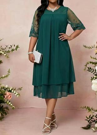 Ярусна сукня з мереживом shein 4xl