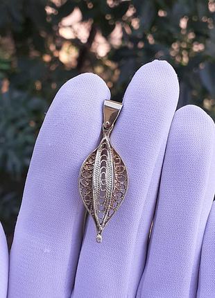 Серебряный кулон в позолоте, филигрань
