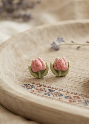 Керамические серьги цветы тюльпаны