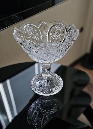 Вінтажна кришталева ваза-цукерниця на знімній ніжці