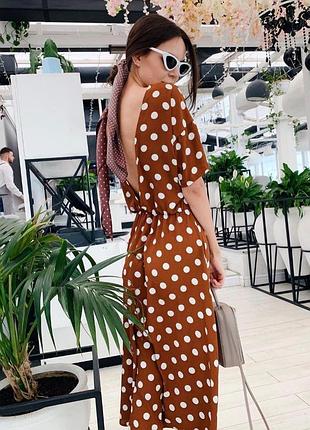 Сукня жіноча mon style коричнева в горох розмір s/m