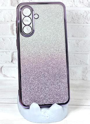 Чехол luxury case для samsung galaxy a56 / a566 бампер силиконовый ombre блестки фиолетовый