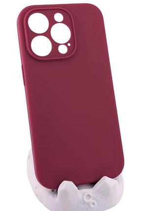 Чохол silicone case box для apple iphone 14 pro бампер з мікрофіброю бордовий (без лого)