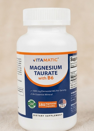 Магний таурат + витамин b6 vitamatic (сша), 180 капсул.