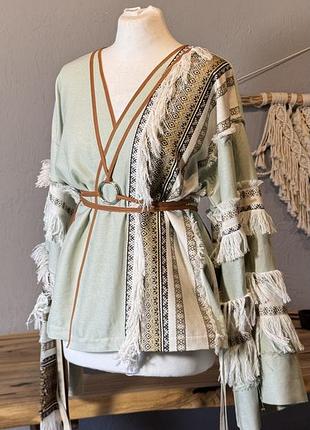 Льняне кімоно - вишиванка simmishop.handmade one size s - l