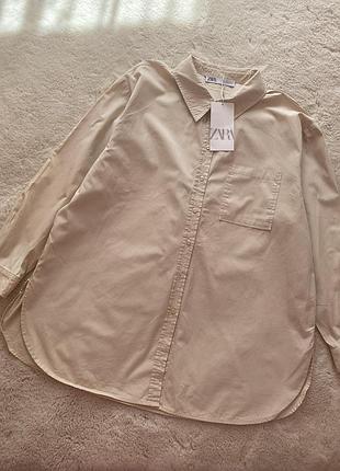 Zara котонова сорочка оверсайз, рубашка оверсайз, сорочка бойфренд