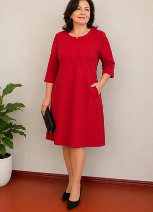 ❤️ яскрава фактурна сукня червоного кольору. розмір xl-xxl