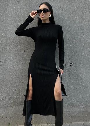 Jadone fashion довершена сукня- футляр у чорному кольорі з розрізами