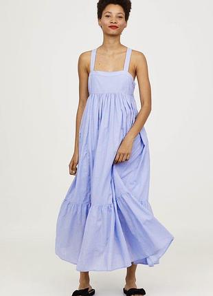 Довга бавовняна ярусна сукня сарафан бавовна h&m хлопковое ярусное миди платье сарафан хлопок