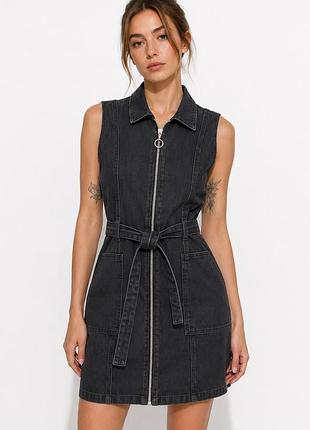 Джинсова сукня denim co чорна на блискавці з поясом | eur 36 (xs)