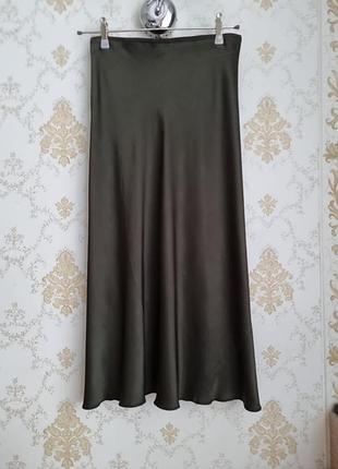 Сатиновая юбка zara цвет хаки