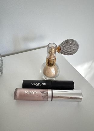 Набір тіні kiko + туш clarins + хайлайтер