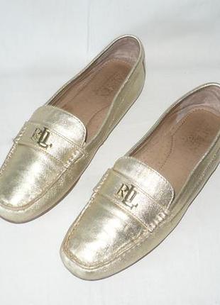 Мягкие удобные золотистые кожаные мокасины лоферы модель barnsbury gold