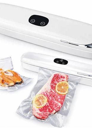 Вакуумный упаковщик для продуктов vacuum sealer mk-801 90вт бытовой вакуумный + 10 пакетов белый