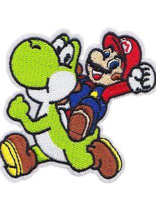 Термонашивка на одяг супербатько маріо динозавр йоші тканинна нашивка super mario bros yoshi dinosaur nintendo патч луїджі